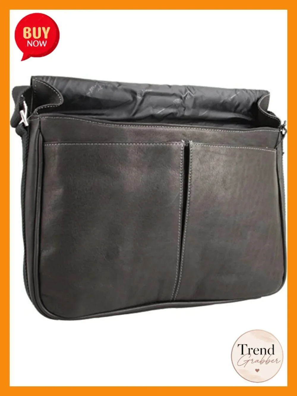 Full-Grain Leather Laptop Messenger Bag for 15.6-Inch Laptop